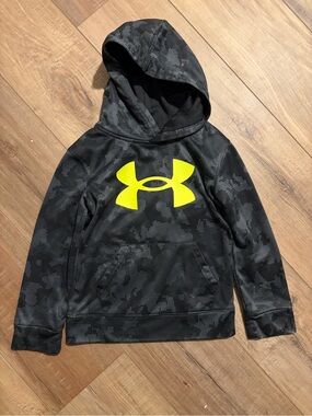 Under Armour Black Pixel Camo Hoodie with Neon Yellow Logo